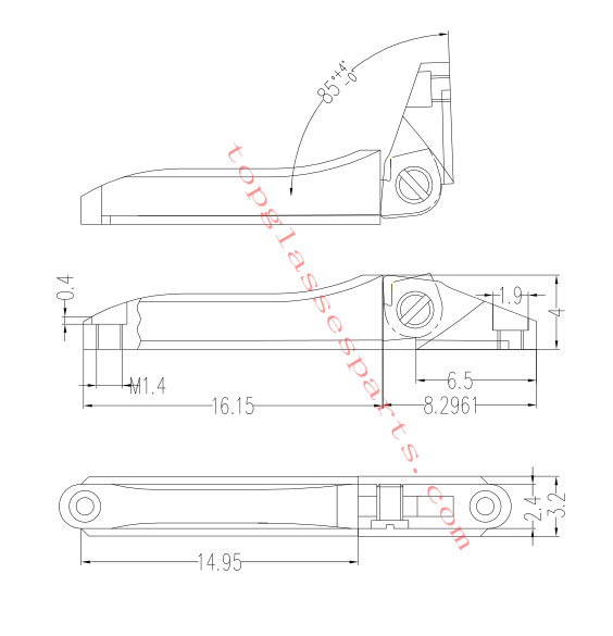 drawing of t1101 spring hinge for aluminum eyeglass